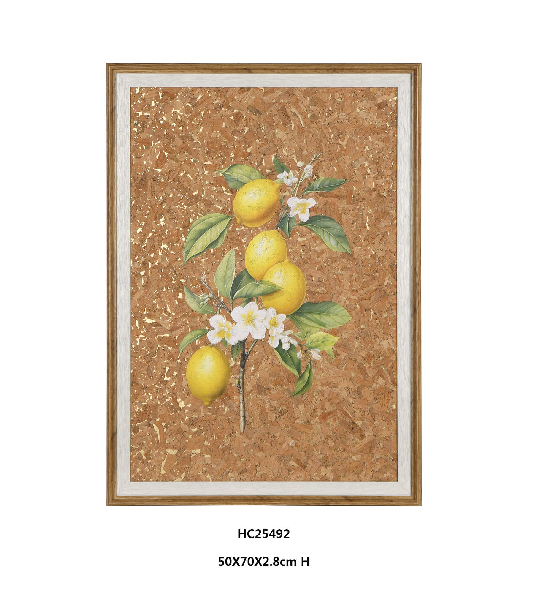 Tall Lemon Branch Prints with the Warmth of Natural Cork（50×70cm)