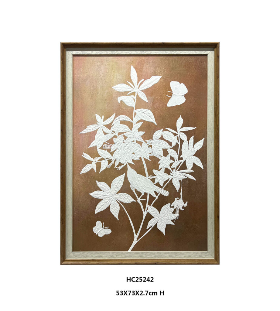 Vintage floral plaster sculpture painting