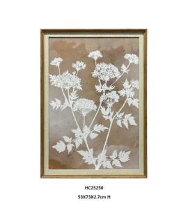 Vintage taupe textured linen canvas with white cow parsley
